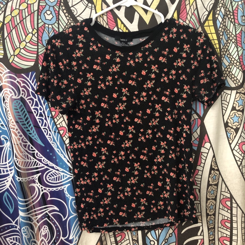 rose printed forever 21 t-shirt